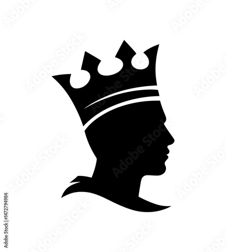 King head silhouette with crown vector illustration