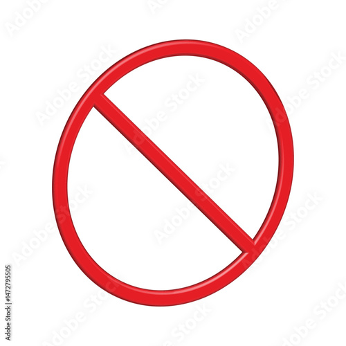 3d Prohibition symbol. Red Prohibition Sign icon. Prohibition icon isolated on transparent background. Vector illustration EPS