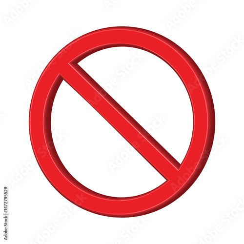 3d Prohibition symbol. Red Prohibition Sign icon. Prohibition icon isolated on transparent background. Vector illustration EPS