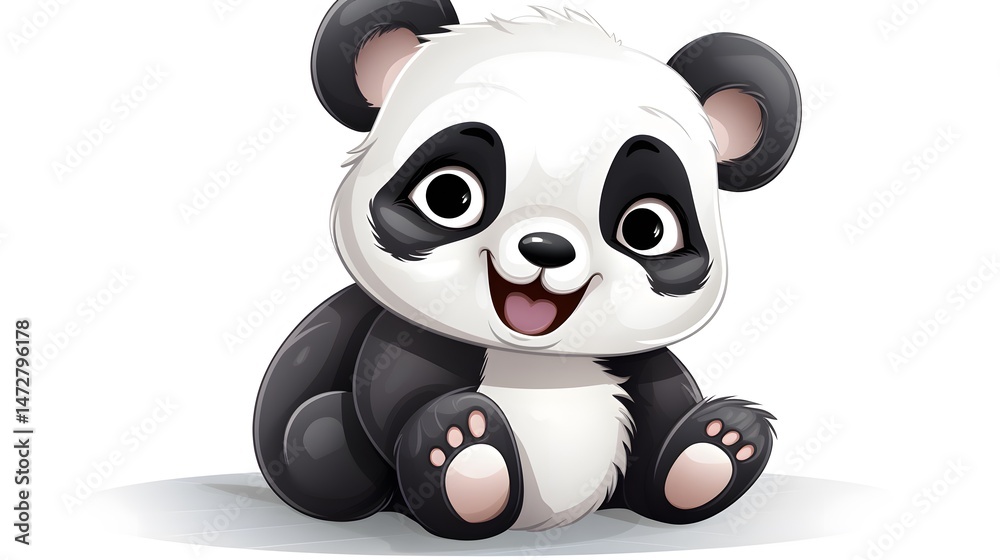 Naklejka premium Adorable and Cheerful Panda Character in a Wildlife Cartoon Vector Illustration