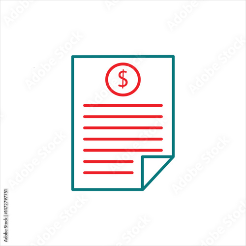 Invoice icon. Solid icon vector illustration. For website design
