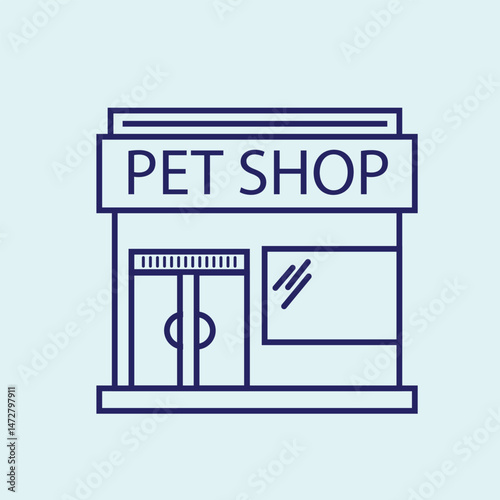 A simple outline illustration shows a charming pet shop  A minimalist outline of a pet shop front, minimalist simple modern vector logo design