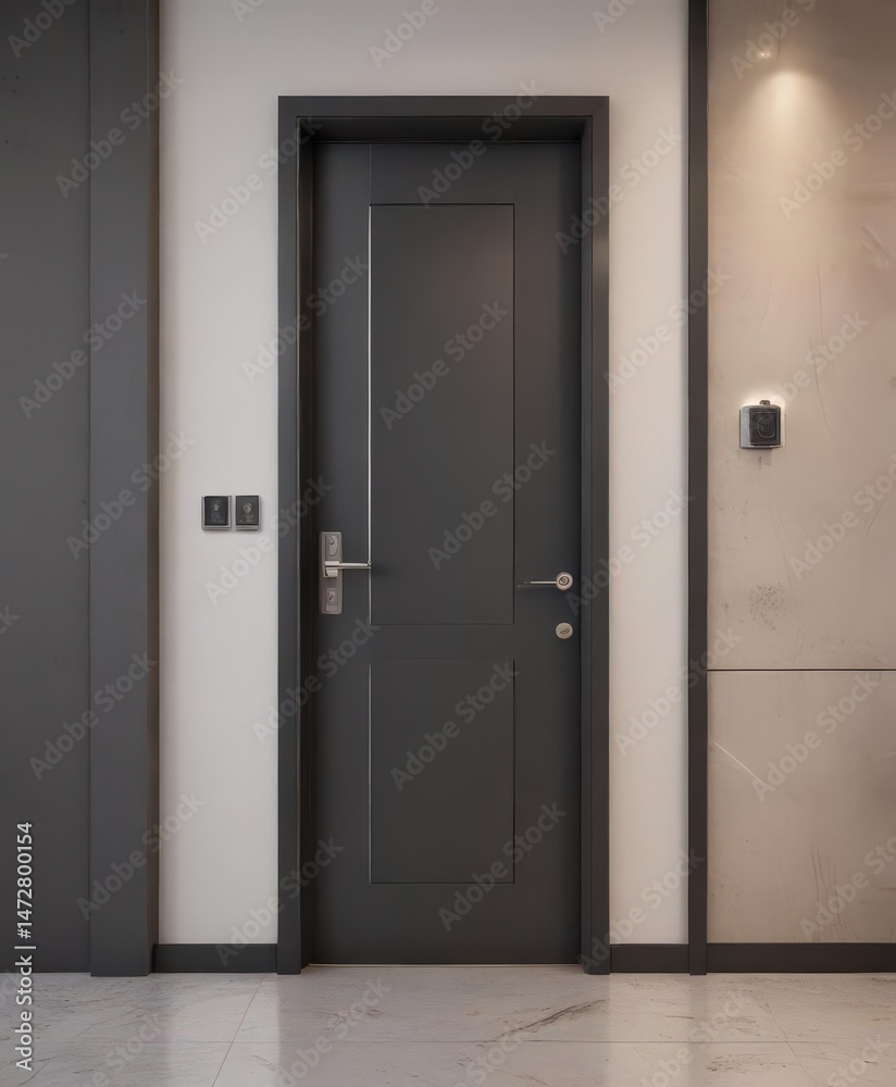 Sleek minimalist lobby door with modern service bell , bell, service, shape Sleek minimalist lobby door with modern service bell , bell, service, shape