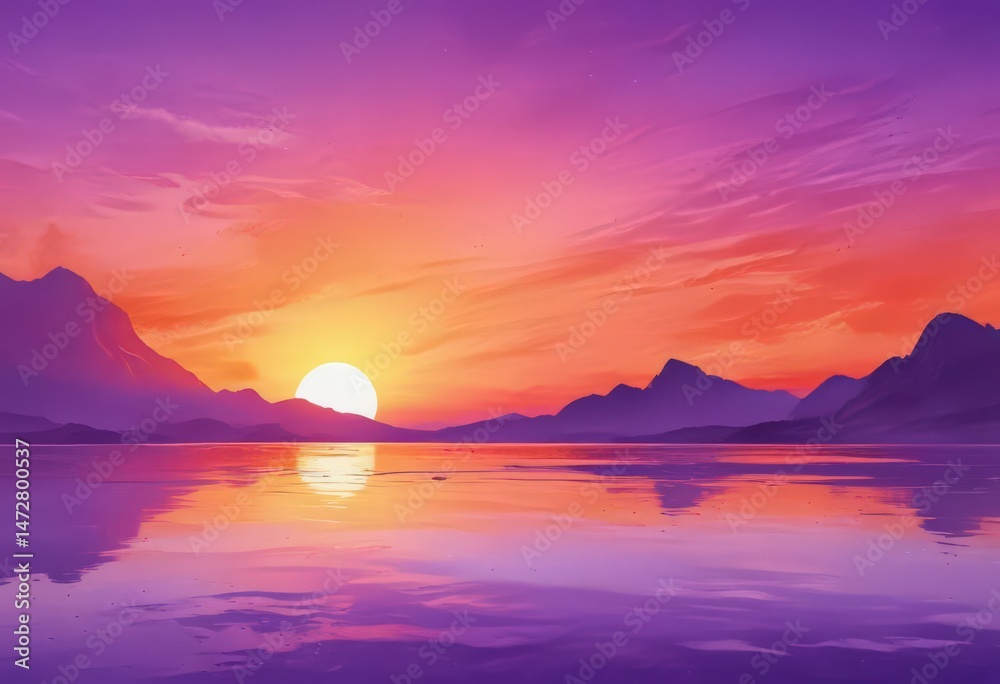 custom made wallpaper toronto digitalAbstract sunset watercolor, vibrant orange and purple hues ,  illustration,  artistic,  art