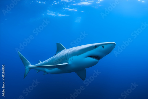 Wallpaper Mural Great White Shark in the Deep Blue, Generative AI Torontodigital.ca