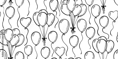 seamless pattern hand drawn doodle cartoon objects and symbols of birthday party. design holiday greeting card and invitation of wedding, Happy mother day, birthday, Valentine s day and holidays