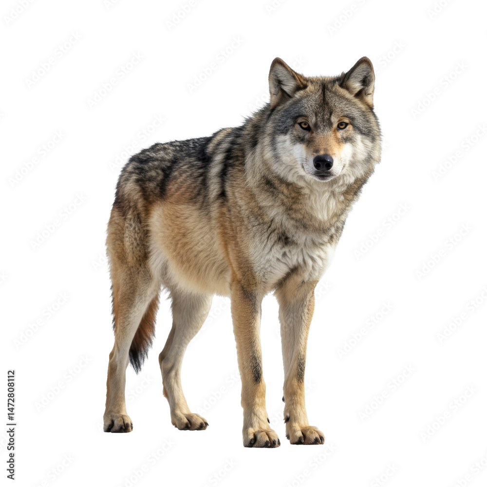 Wild Wolf looking to camera isolated, PNG Wild Wolf looking to camera isolated, PNG