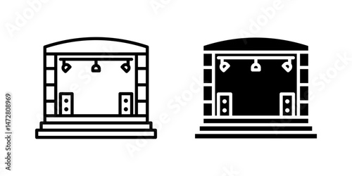Concert stage Icon set. Symbol isolated white background. vector illustration. color editable.