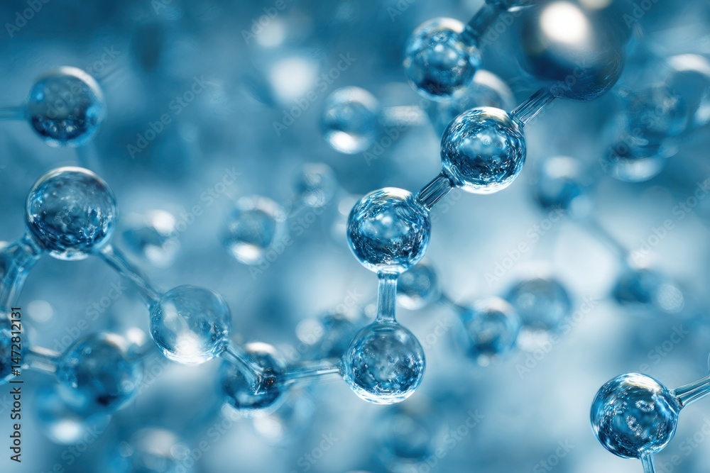 Abstract molecular structure with spheres and connections in blue hues. Abstract molecular structure with spheres and connections in blue hues.