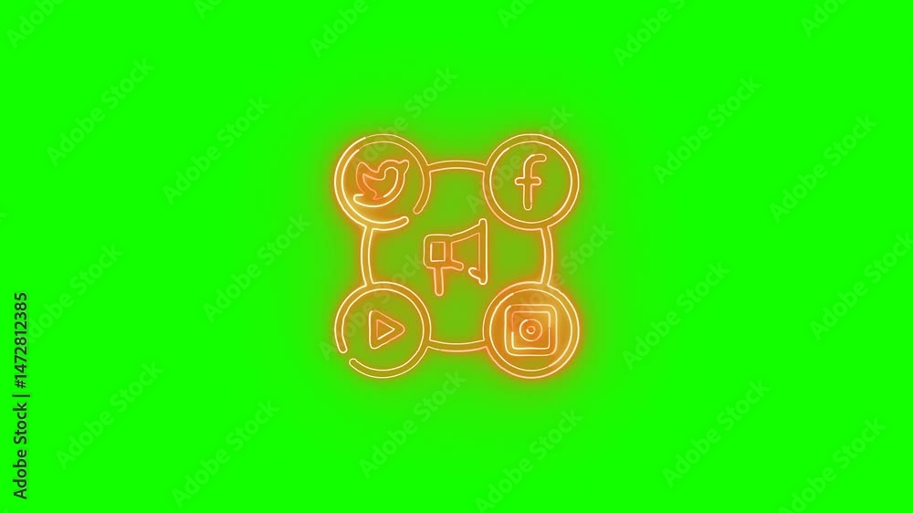 social media icon animation on green screen background, 