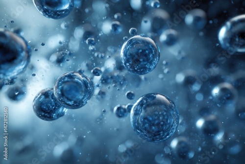 Wallpaper Mural Abstract blue spheres floating in a liquid or gaseous medium close up. Torontodigital.ca