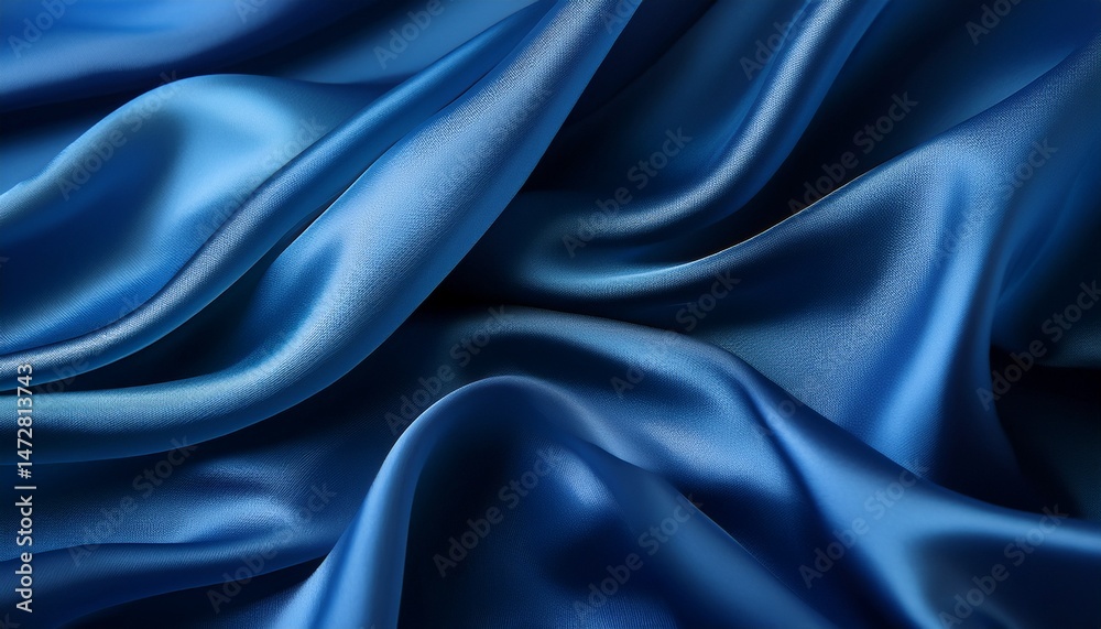 Obraz premium deep blue silk a study in texture and light delicate drapery