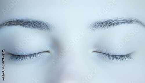 A serene close-up of closed eyes, evoking tranquility and peace, perfect for calming imagery and mindfulness themes.