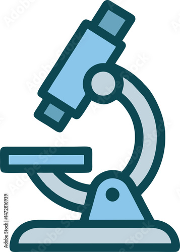  Microscope Flat Vector Icon in Naive Style for Science Learning Platforms, Lab Software Interfaces, and Medical Research Dashboards – Light Blue and Grey Tones on Transparent Background SVG