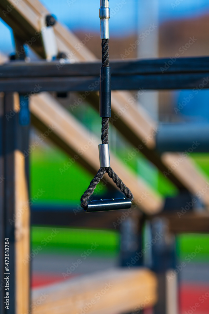 close-up of a suspension training handle.