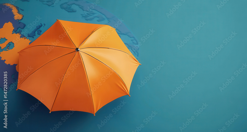Giant reflective umbrella covering part of the Earth, climate control ambition and arrogance