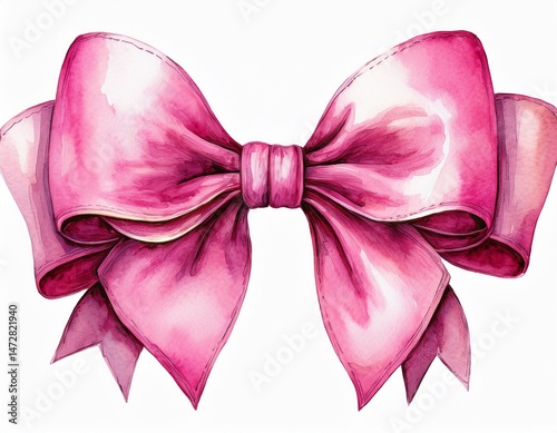 watercolor pink bow illustration for decoration celebrations and gift wrapping