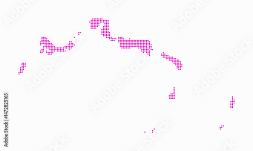 Turks and Caicos Islands dotted map. Digital style map of the country on a white background. Turks and Caicos Islands shape with circle dots. Colored dots style. Small-sized circles.