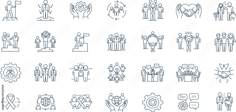 Community icon set. Collection of people, team, partnership, success and more. Vector illustration. Community icon set. Collection of people, team, partnership, success and more. Vector illustration.