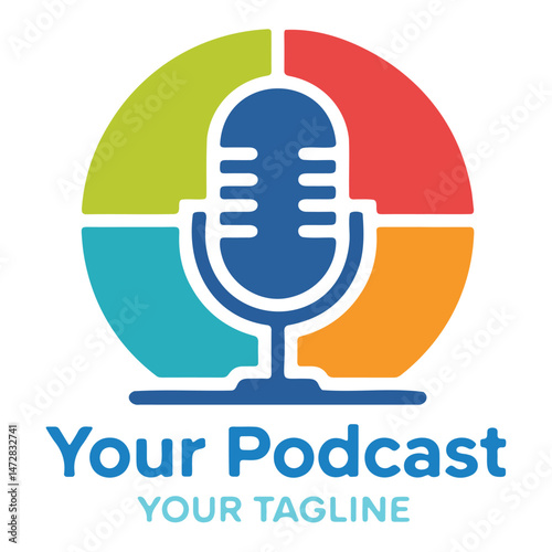Colorful Podcast Logo Design Featuring a Microphone