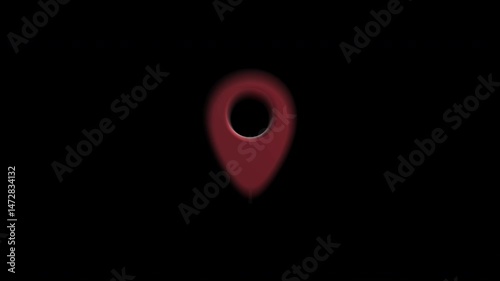 3D Map Location Pin Red Loop