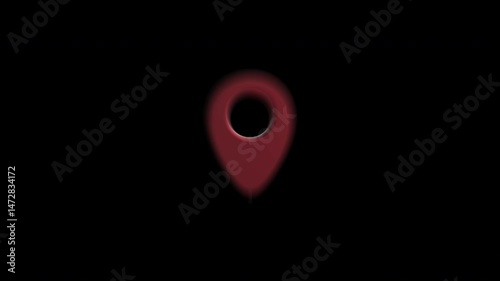 3D Map Location Pin Red Loop