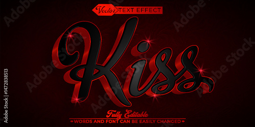 Dark Red Kiss Vector Editable Text Effect Template