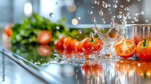 Tomatoes and Water Splash