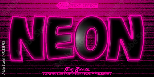 Pink Neon Vector Editable Text Effect Template