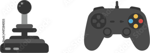 vector set of joystick icon, video game controller icon isolated transparent background
