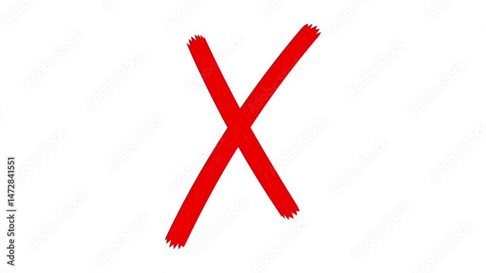 Bold Brushstroke X Mark Animation on White Background