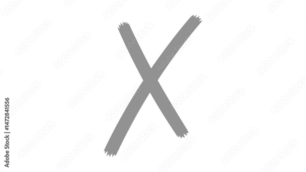 Bold Brushstroke X Mark Animation on White Background Bold Brushstroke X Mark Animation on White Background