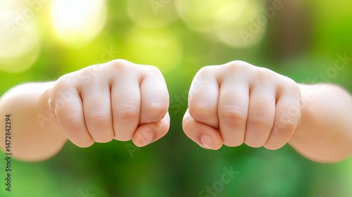 Two Fists Raised Outdoors