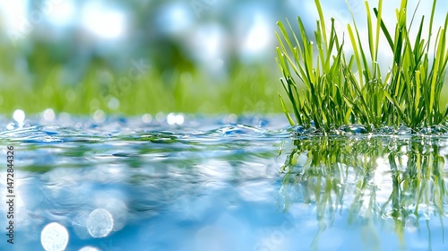 Water and Grass Reflection Scene