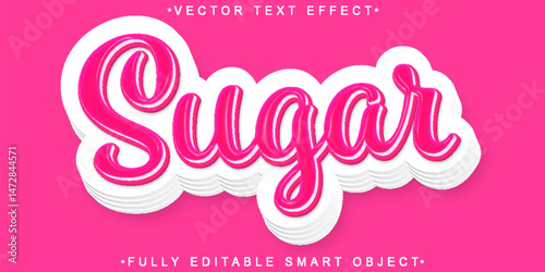 Cute Sugar Vector Fully Editable Smart Object Text Effect