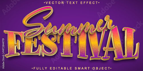 Summer Festival Vector Fully Editable Smart Object Text Effect