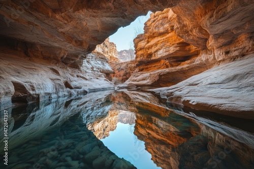 Canyon's tranquil waters reflect the sky