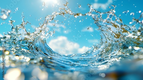 Water Splash Against Blue Sky
