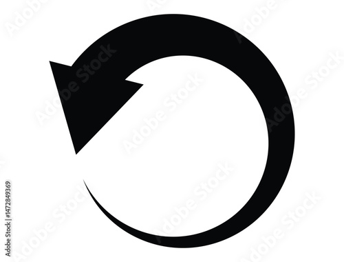 Circle arrow icon isolated. Direction Icon, Circle, Cursor, Arrowhead, Upload Button. Symbol of reload, refresh, loading, recycle and repeat.