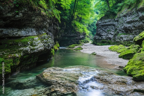 Serene mountain stream photo