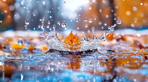 Water Splash with Leaf