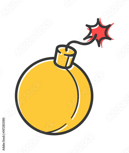 Yellow bomb ball burning fuse