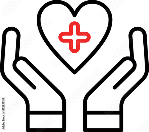 Hand-Drawn Healthcare Icons – Heart, Helping Hands & Medical Symbols – Flat Lineal Style for Charity, Wellness & Community Projects