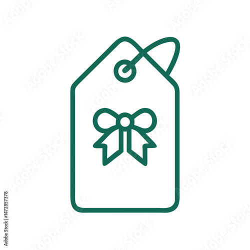 Christmas gift tag with bow outline design  