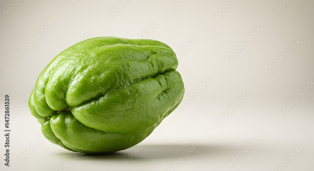 Obraz premium Chayote Squash Fresh Green Vegetable Isolated On A Light Background