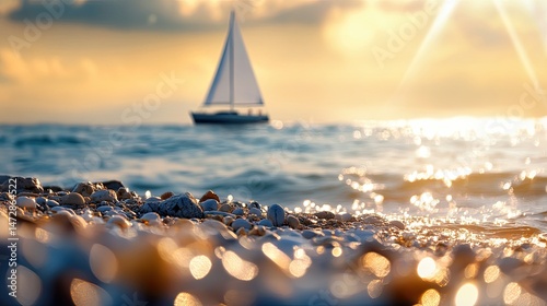 Beautiful yacht in soft focus. Selective focus.