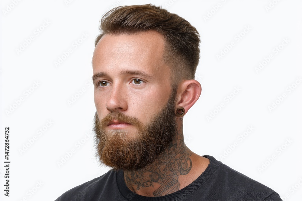 Obraz premium Bearded Man Portrait: Stylish, Modern, and Intense