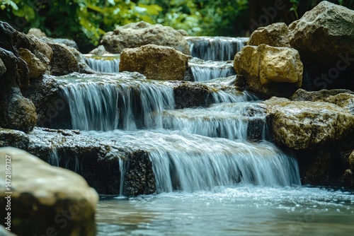 Serene waterfall cascade