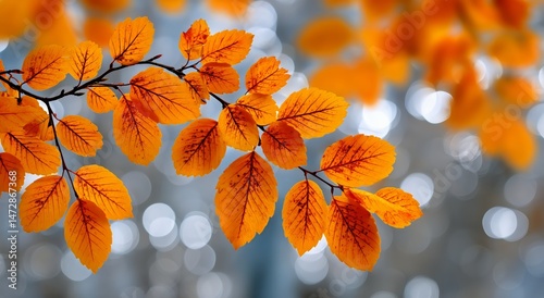 Bright Orange Leaves Capture the Essence of Autumn in a Tranquil Setting