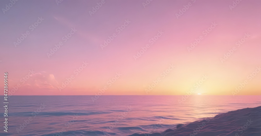 Fototapeta premium Fuzzy pastel sunset, pink blue yellow gradient, ethereal, sunset, peaceful